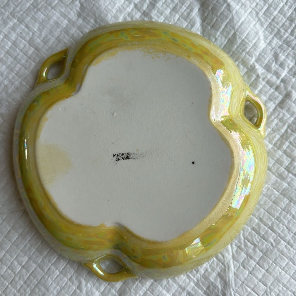 Vintage painted dish from Japan - yellow orange and green - Picture 4 of 7